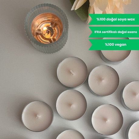%100 Doğal Soya Wax Bitkisel Tealight Mum 10 adet