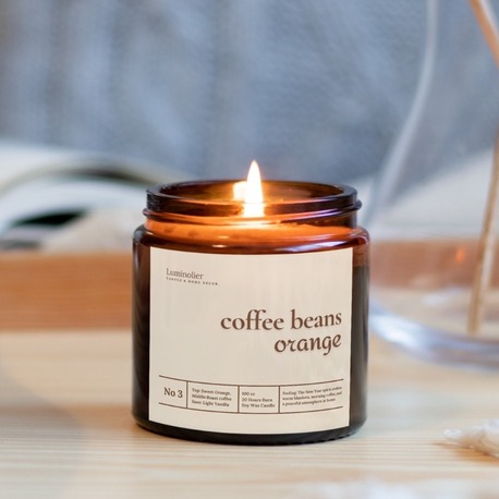 Coffee Beans & Orange – Kahve & Portakal Kokulu Soya Mum (100 cc Amber Cam Kavanoz)