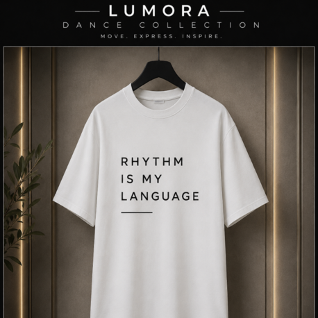 Lumora Oversize Unisex Minimal Baskılı Tişört %100 Pamuk – Rhythm Is My Language