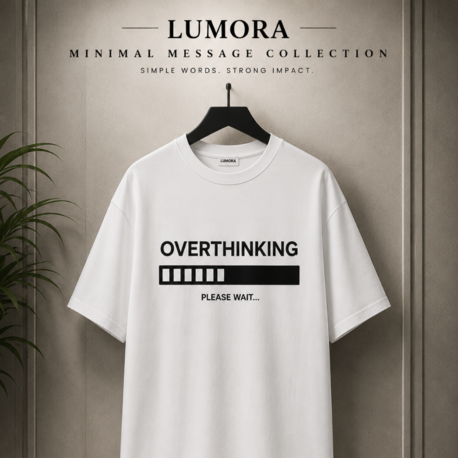 Lumora Oversize Unisex Baskılı Tişört %100 Pamuk Premium Streetwear – Overthinking