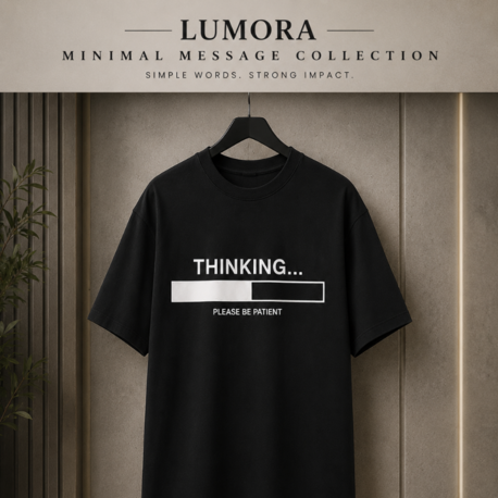 Lumora Oversize Unisex Baskılı Tişört %100 Pamuk Premium Streetwear – Thinking
