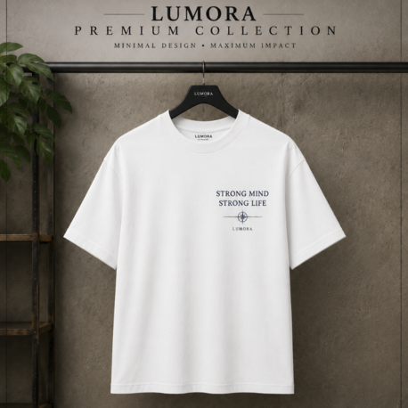 Lumora Oversize Unisex Minimal Baskılı Tişört %100 Pamuk  Streetwear – Strong Mind Strong Lif