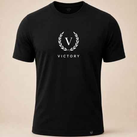 Lumora Oversize Unisex Baskılı Tişört - Victory Minimal Gym Tasarım - Siyah