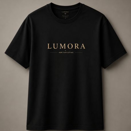 Lumora Oversize Unisex Baskılı Tişört - Lumora Signature Logo Tasarım - Siyah