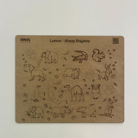 4'lü Ahşap Boyama Seti - 33x27 cm MDF - Eğitici ve Eğlenceli Çocuk Aktivite Panosu - Set 2