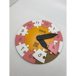 Renkli Daire Saat Puzzle (Beyaz-Pembe)