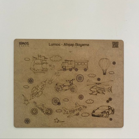 4'lü Ahşap Boyama Seti - 33x27 cm MDF - Eğitici ve Eğlenceli Çocuk Aktivite Panosu - Set 2