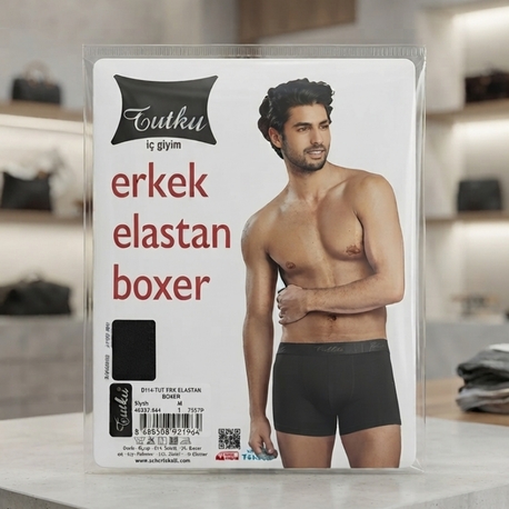 Siyah Tutku Erkek Pamuklu Likralı Boxer 