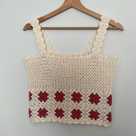 El Yapımı Tığ İşlemeli Bohem Bluz | Çiçek Motifli Yazlık Crop Top 