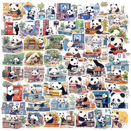 50 Desen Sevimli Karikatür Panda Su Geçirmez Stickers