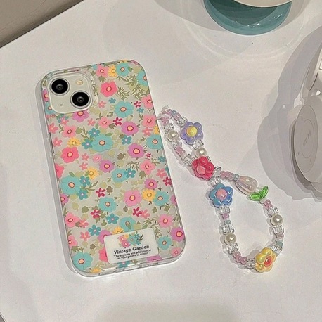 Çiçek Desenli Charmlı İphone Kılıfı İp 13/14