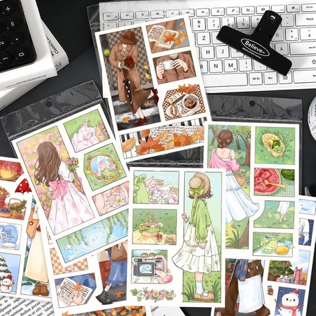 Stickers Seti 8 Adet Orijinal Dört Mevsim Eğlenceli Olay Çıkartması