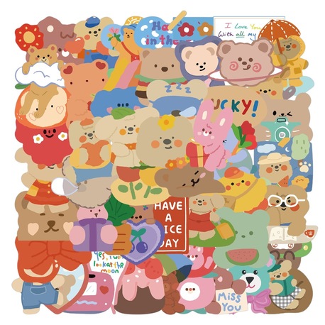 50 Desen Sevimli Karikatür Kore Tarzı Ayı Su Geçirmez Stickers