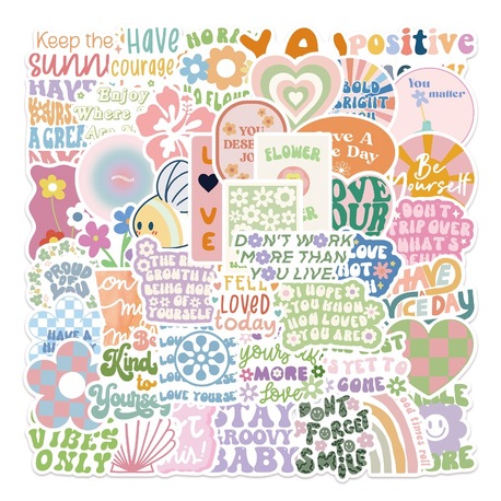50 Desen Danimarka Pastel Su Geçirmez Stickers Var.1