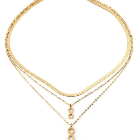 808 Detay Çelik Kolye Gold