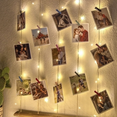 Gogo Ipli Mandallı Işıklı Fotoğraf Askısı