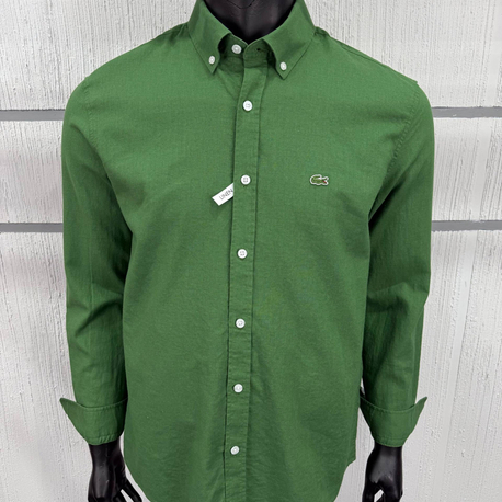 Lacoste Yeşil Keten Regular Gömlek