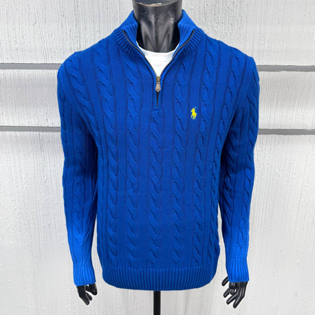 Polo Ralph Lauren Mavi Yarım Fermuarlı Örme Triko