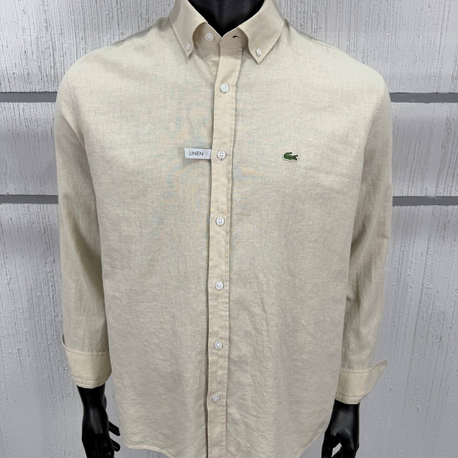 Lacoste Bej Keten Regular Gömlek