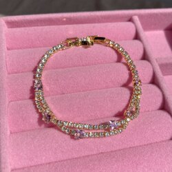 Çelik Gold Pembe Taşlı Su Yolu Bileklik