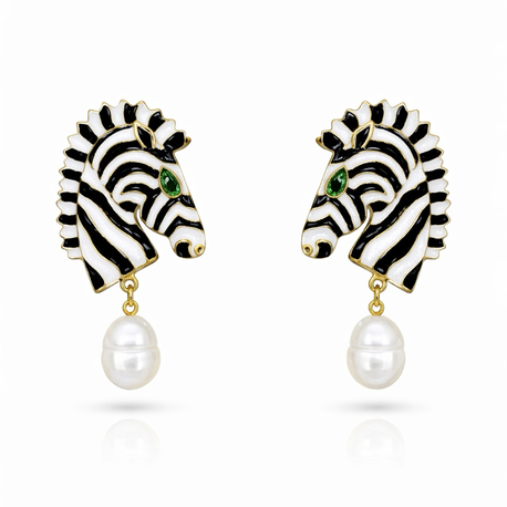 İnci Zebra Küpe