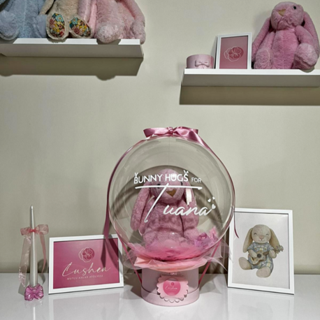 Kişiselleştirilmiş Pembe Peluş Tavşanlı Balon