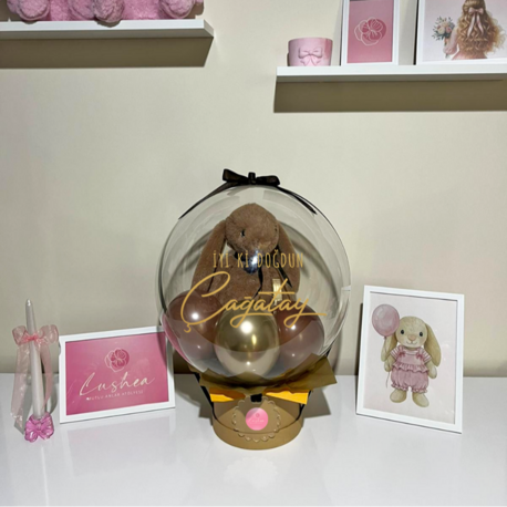  Kişiselleştirilmiş Kahverengi Peluş Tavşanlı Balon