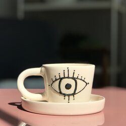 kabartma çizim göz fincan