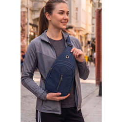 Unisex Lacivert Krinkıl Body Bag Çapraz Omuz Ve Bel Çantası