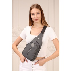 Unisex Gri Krinkıl Body Bag Çapraz Omuz Ve Bel Çantası