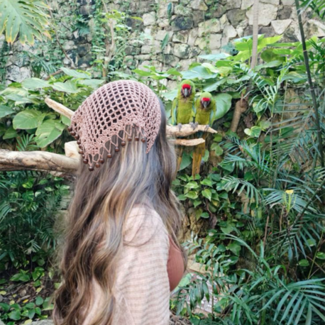 Crochet Boncuklu Bandana Pudra