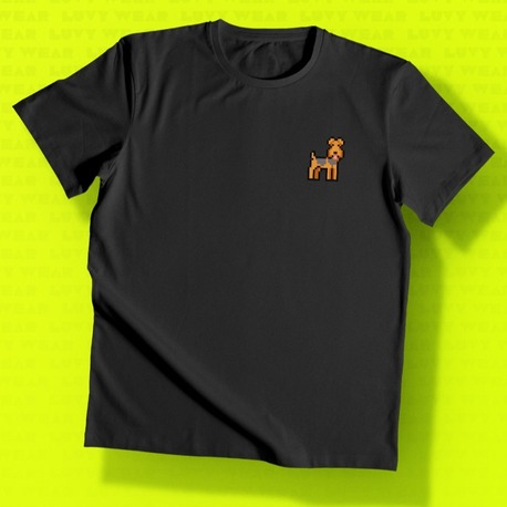 Köpek 11 Siyah Unisex Tişört - Pixel Serisi