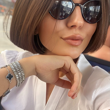 Yonca Bileklik Silver&Siyah Renk