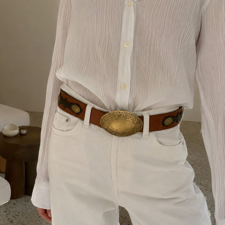 Western Style Leather Concho Belt