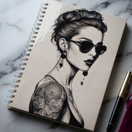 Retro Girl - Modern Tasarım Sert Kapaklı, Spiralli Defter
