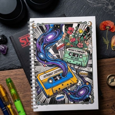Kaset - Modern Tasarım Sert Kapaklı, Spiralli Defter