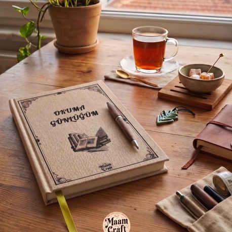 Okuma Günlüğü Bej - Kumaş Ciltli El Yapımı Defter