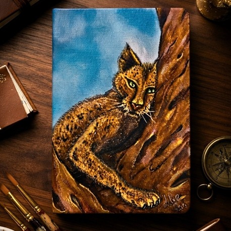 Leopard - Ressam Elinden Orijinal El Boyaması Kanvas Tarihsiz Ajanda