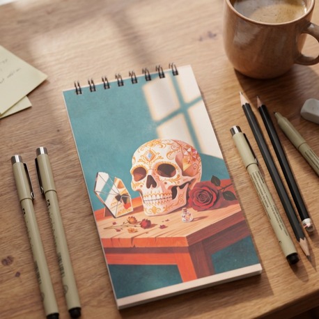 The Skull - Modern Tasarım Sert Kapaklı, Spiralli Not Defteri