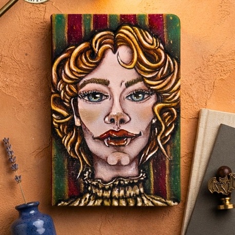 Vintage Vampire Lady - Ressam Elinden Orijinal El Boyaması Kanvas Tarihsiz Ajanda