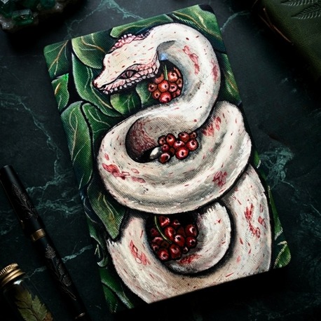 Albino Snake - Ressam Elinden Orijinal El Boyaması Kanvas Tarihsiz Ajanda