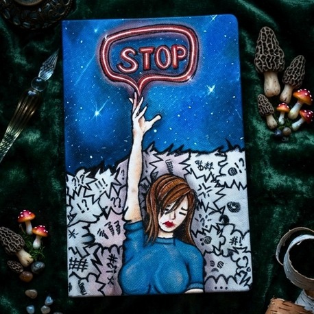 Stop! - Ressam Elinden Orijinal El Boyaması Kanvas Tarihsiz Ajanda