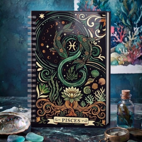 Balık Burcu (Pisces) - Astroloji Zodiac Serili Tasarım Sert Kapaklı, Spiralli Defter