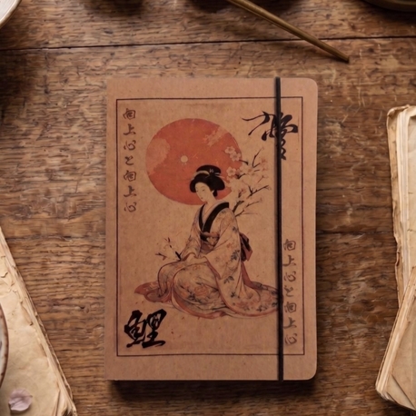 Geisha - Kraft Kapaklı, Lastikli Cep Defteri