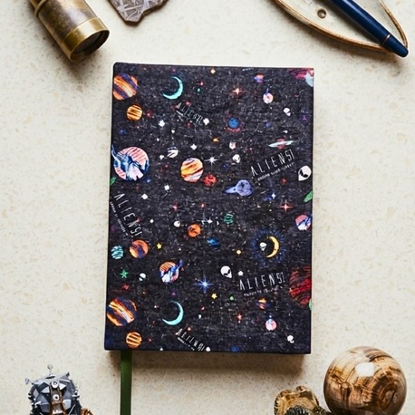 Alien (UFO) İstilası - Keten Kumaş Ciltli El Yapımı Defter