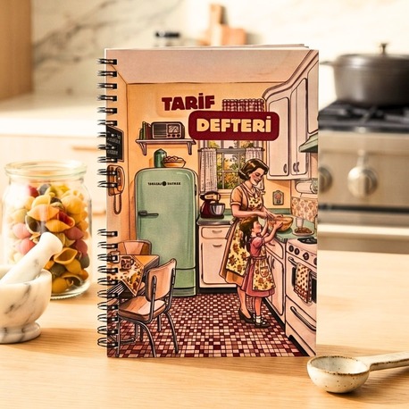 Anneden Kıza Tarif Defteri - El Yapımı Spiral Sert Kapak Tarif Defteri - 50 Tarif