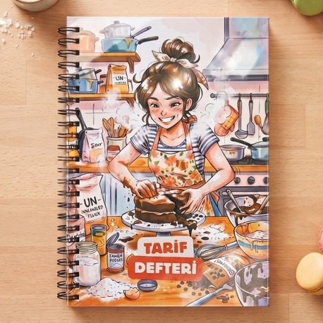 Manga Tarif Defteri - El Yapımı Spiral Sert Kapak Tarif Defteri - 50 Tarif