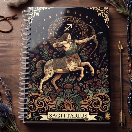 Yay Burcu (Sagittarius) - Astroloji Zodiac Serili Tasarım Sert Kapaklı, Spiralli Defter