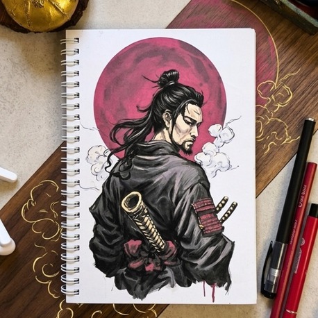 Samurai - Modern Tasarım Sert Kapaklı, Spiralli Defter