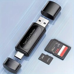 Type-C ve USB-A Çıkışlı Kart Okuyucu - SD/TF Uyumlu Çok Fonksiyonlu Card Reader
